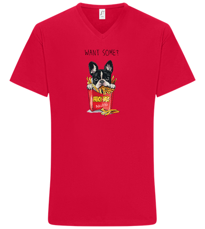 Want Some Fries Design - Basic men's v-neck t-shirt_RED_front