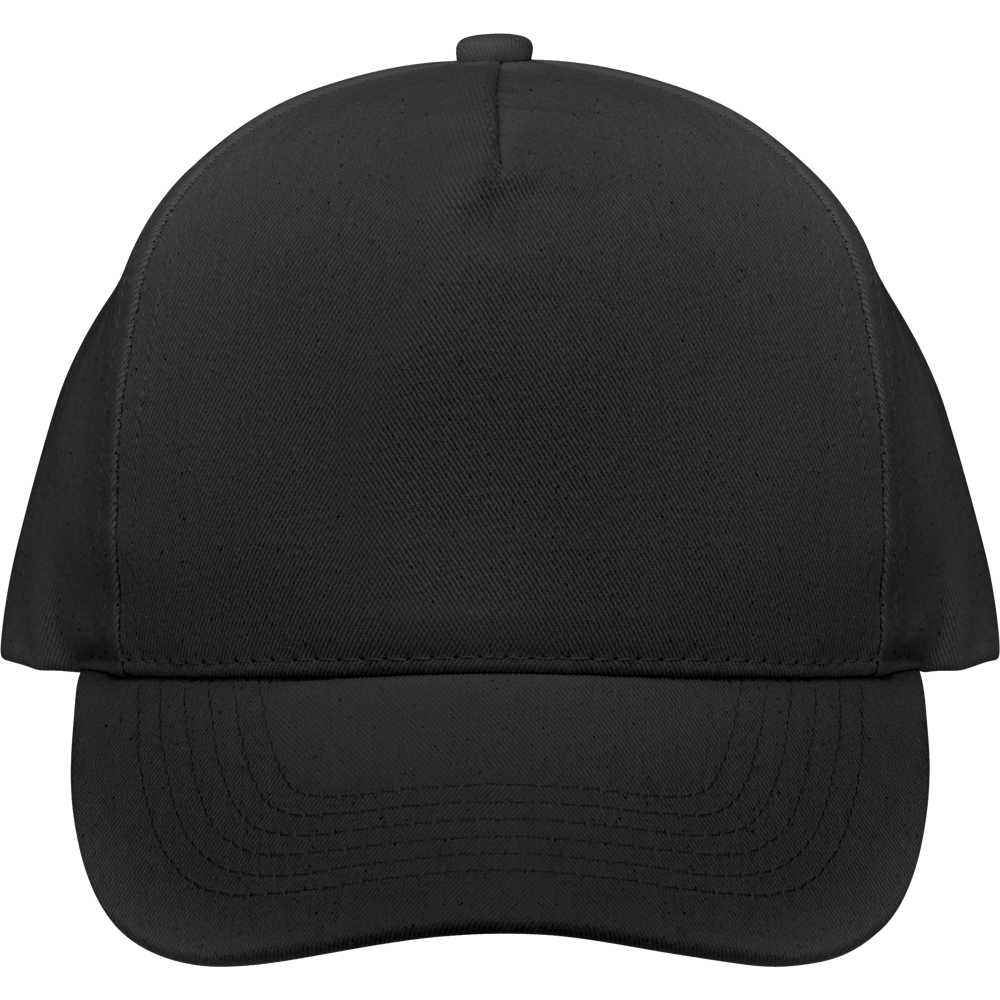 5-Panel Organic Cotton Baseball Cap_BLACK_front