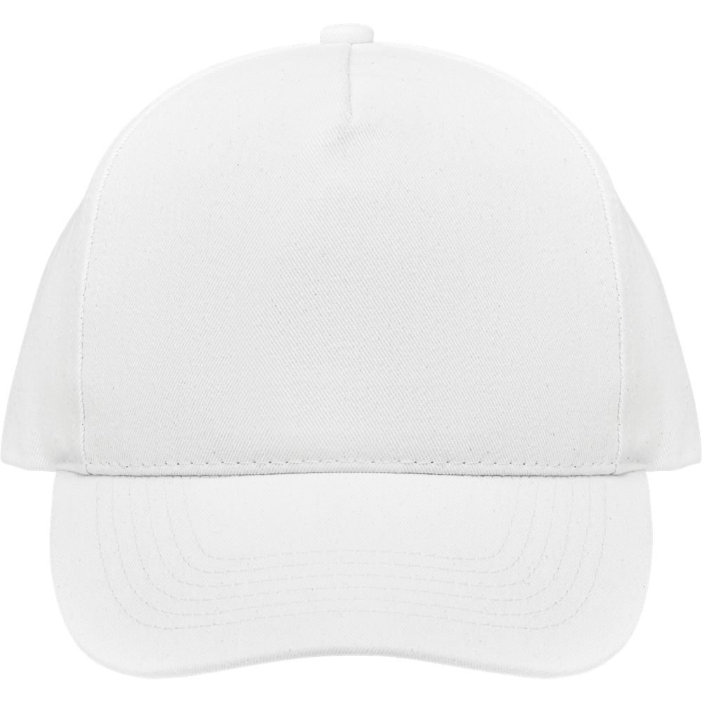 5-Panel Organic Cotton Baseball Cap_WHITE_front