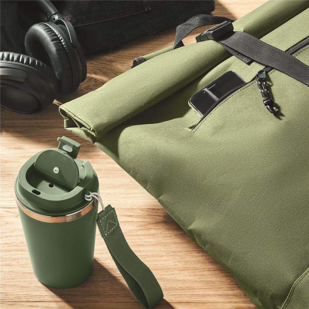 Rolltop Laptop Backpack with Padded Back_ARMY GREEN_DETAILEDIMAGE_back_1