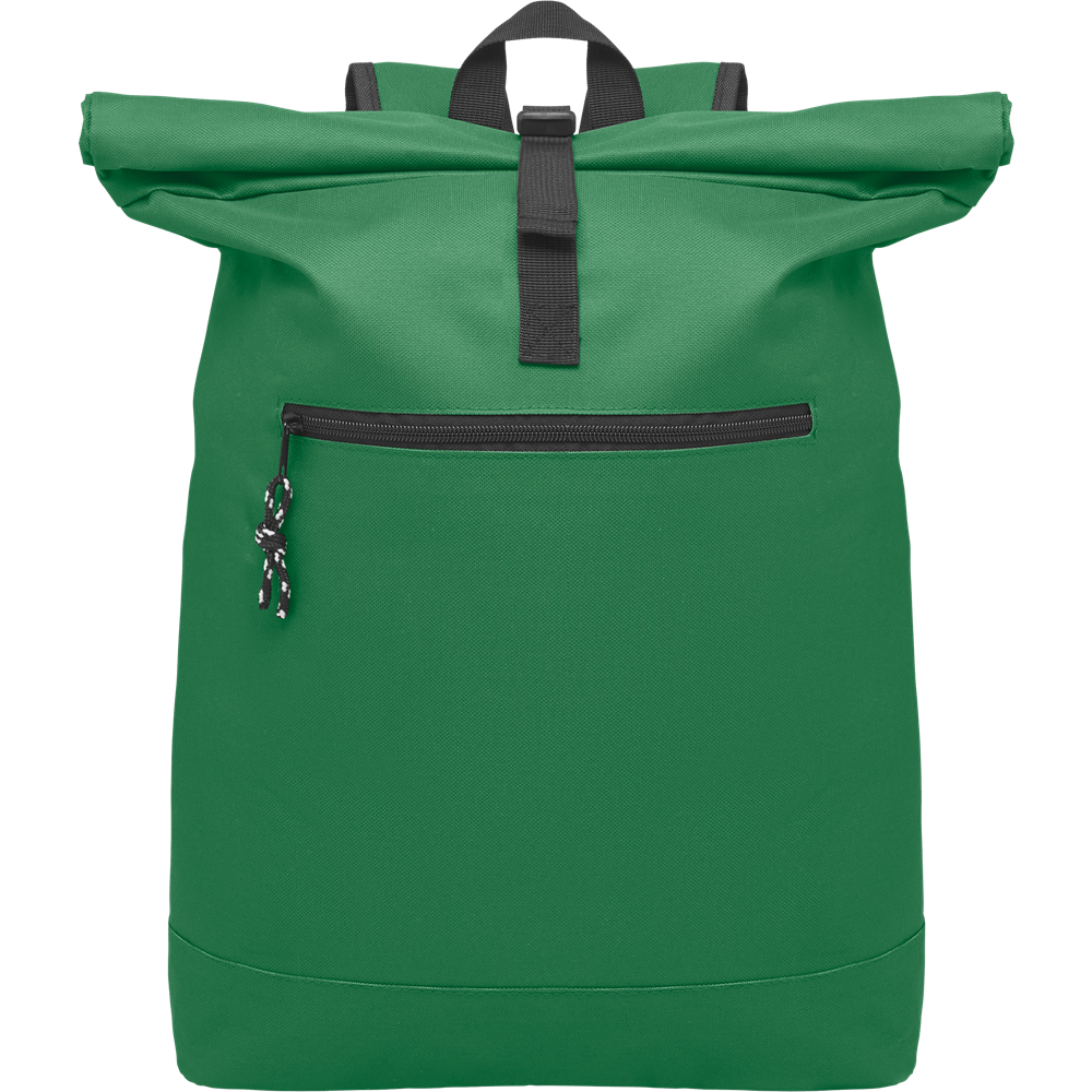 Rolltop Laptop Backpack with Padded Back_DARK GREEN_DETAILEDIMAGE_front_1