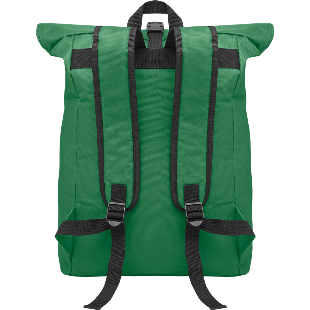 Rolltop Laptop Backpack with Padded Back_DARK GREEN_DETAILEDIMAGE_front_2