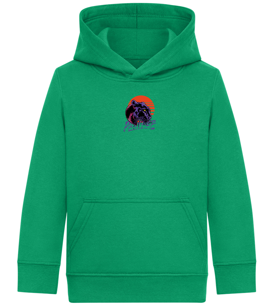 Retro Panther Design - Comfort Kids Hoodie_MEADOW GREEN_front