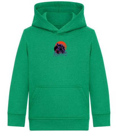 Retro Panther Design - Comfort Kids Hoodie_MEADOW GREEN_front