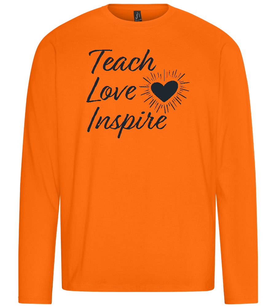 Teach Love Inspire Heart Design - Premium men's long sleeve t-shirt_ORANGE_front