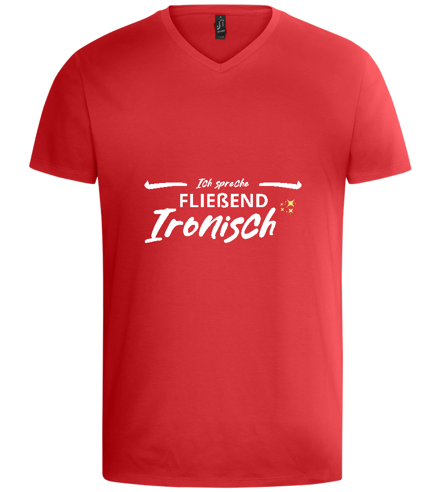 Fluently Ironic Design - Basic men's v-neck t-shirt_RED_front