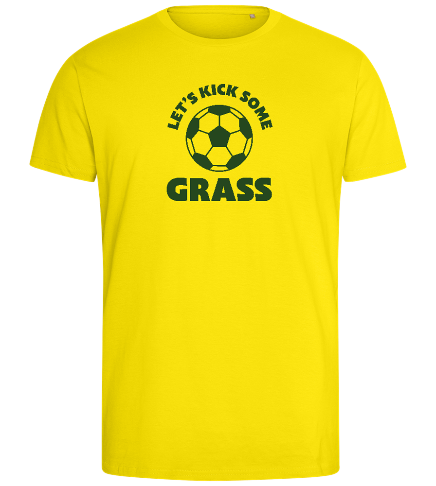 Let's Kick Some Grass Design - Comfort men's fitted t-shirt_YELLOW_front