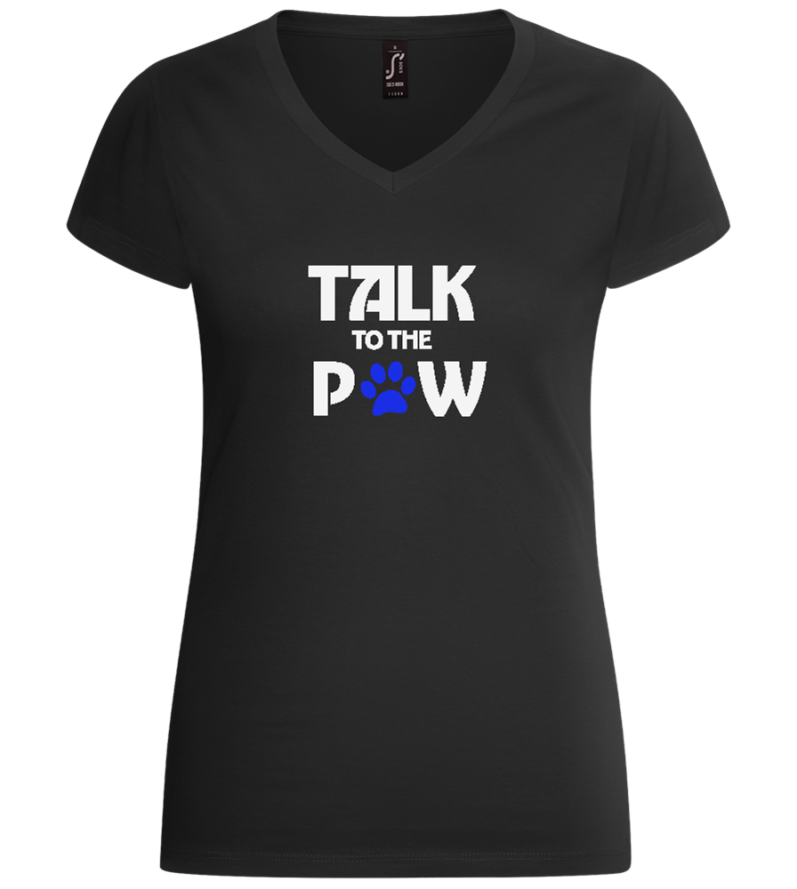 Talk to the Paw Design - Basic women's v-neck t-shirt_DEEP BLACK_front