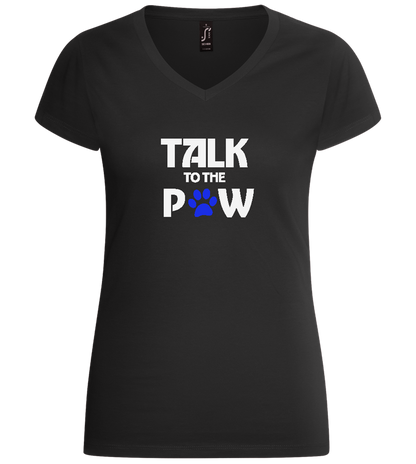 Talk to the Paw Design - Basic women's v-neck t-shirt_DEEP BLACK_front