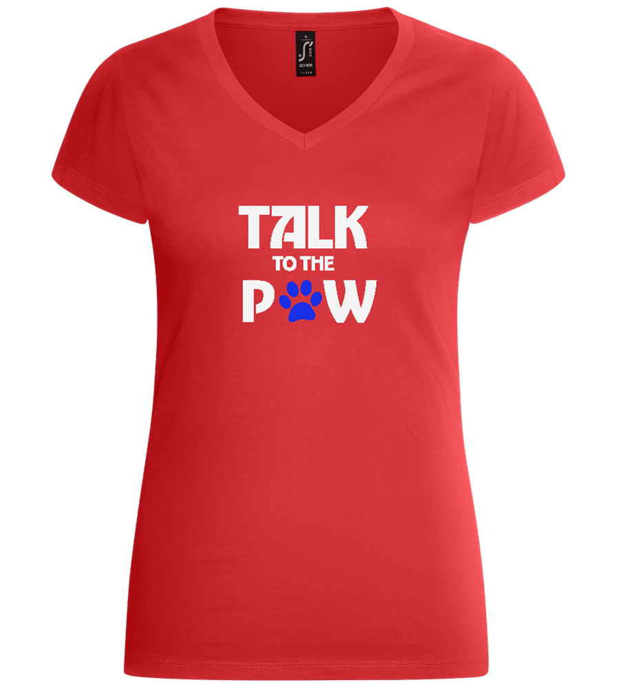 Talk to the Paw Design - Basic women's v-neck t-shirt_RED_front