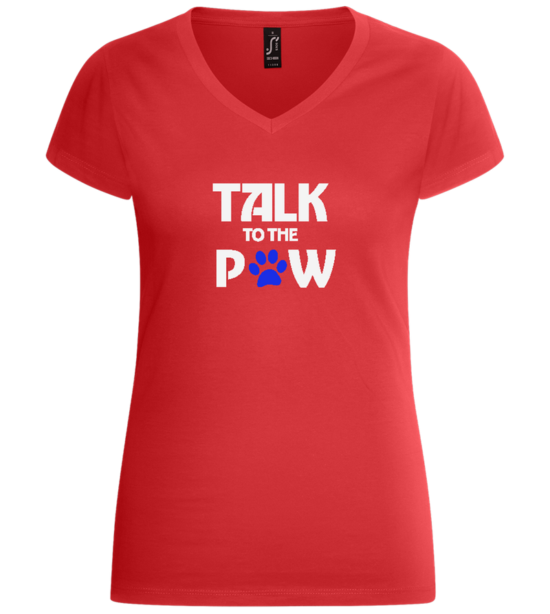 Talk to the Paw Design - Basic women's v-neck t-shirt_RED_front