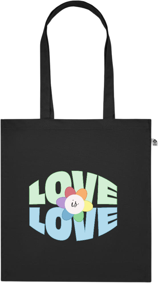 Love is Love Flower Design - Premium colored organic cotton tote bag_BLACK_front