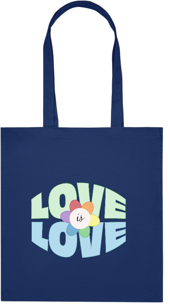 Love is Love Flower Design - Premium colored organic cotton tote bag_BLUE_front