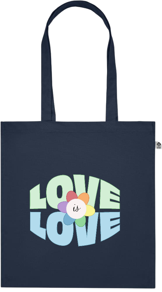 Love is Love Flower Design - Premium colored organic cotton tote bag_FRENCH NAVY_front