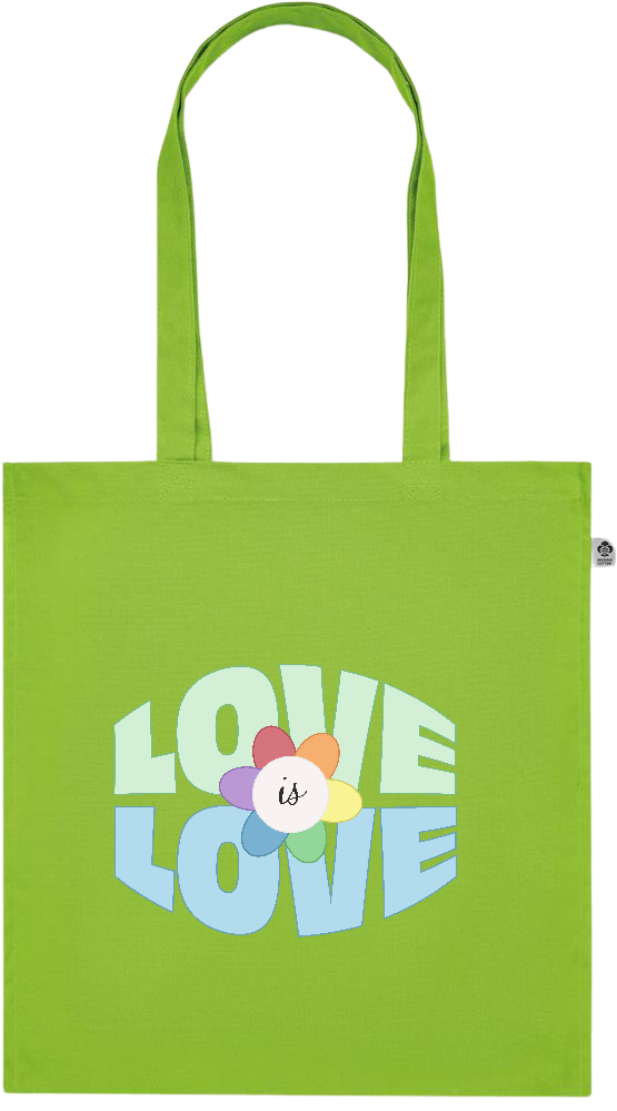 Love is Love Flower Design - Premium colored organic cotton tote bag_LIME_front