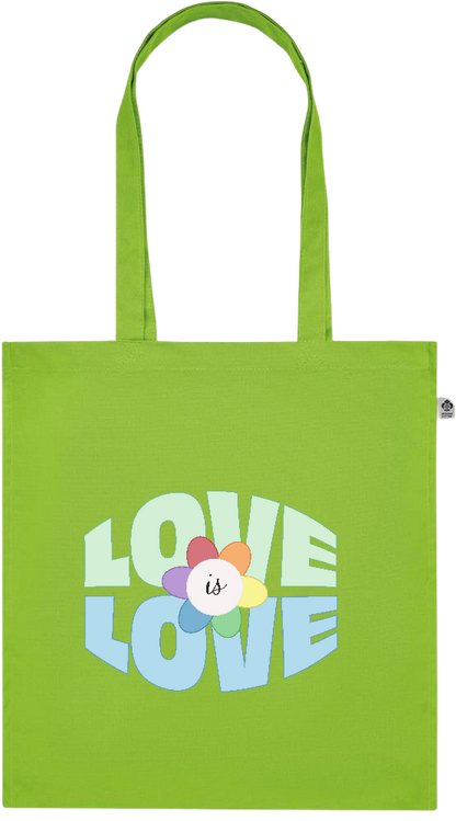 Love is Love Flower Design - Premium colored organic cotton tote bag_LIME_front