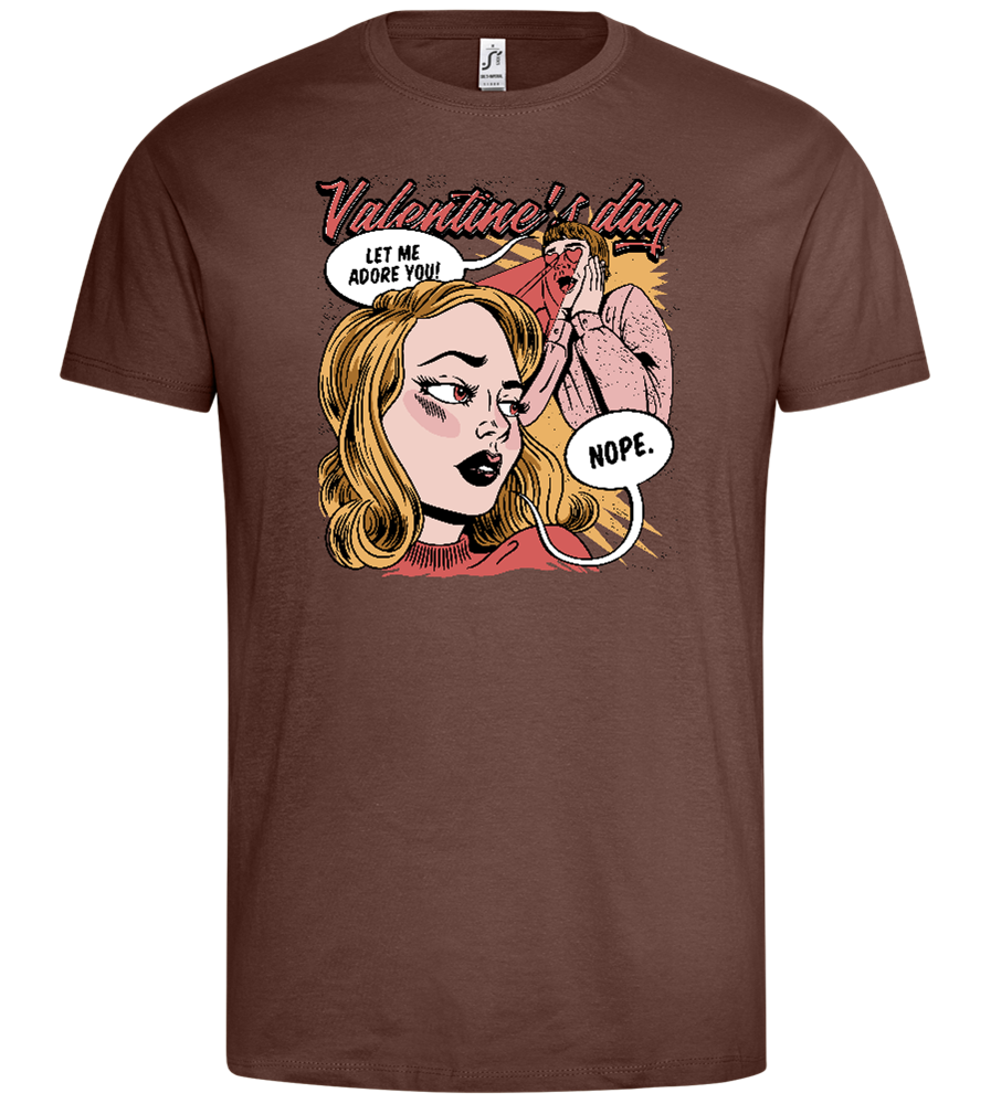 Anti Valentine's Day Comic Design - Premium men's t-shirt_CHOCOLATE_front