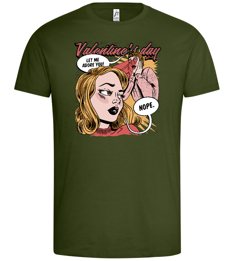 Anti Valentine's Day Comic Design - Premium men's t-shirt_DARK KHAKI_front