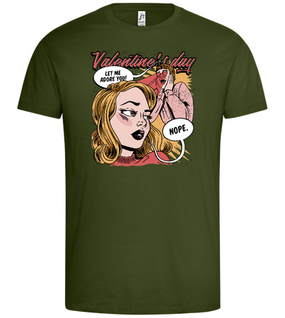 Anti Valentine's Day Comic Design - Premium men's t-shirt_DARK KHAKI_front