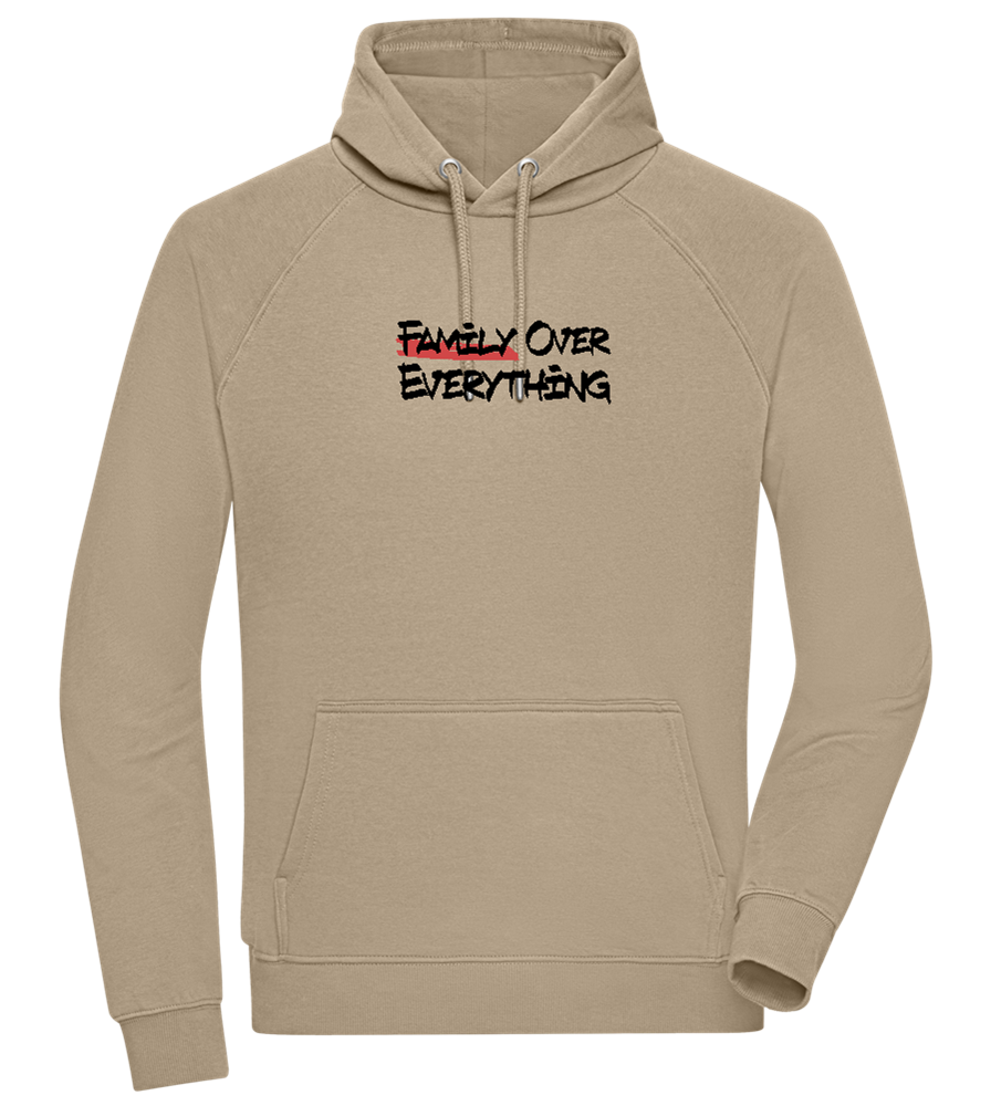 Family over Everything Design - Comfort unisex hoodie_KHAKI_front