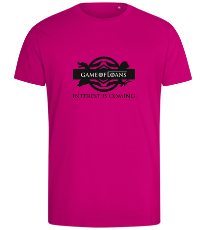 Interest is Coming Design - Comfort men's fitted t-shirt_FUCHSIA_front