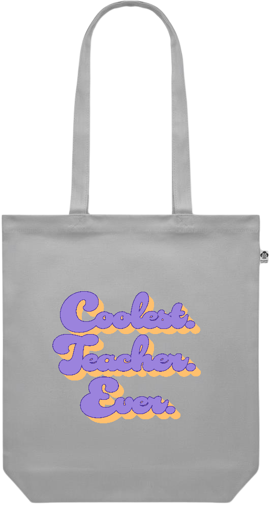 Coolest Teacher Ever Design - Premium colored organic canvas shopping bag_GREY_front