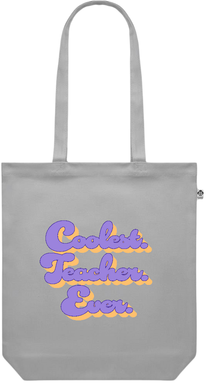 Coolest Teacher Ever Design - Premium colored organic canvas shopping bag_GREY_front