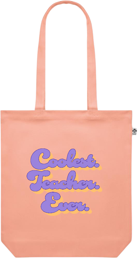 Coolest Teacher Ever Design - Premium colored organic canvas shopping bag_ORANGE_front