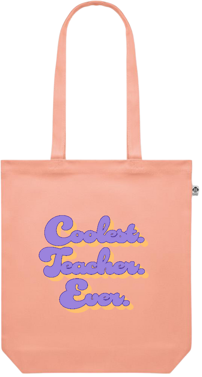 Coolest Teacher Ever Design - Premium colored organic canvas shopping bag_ORANGE_front