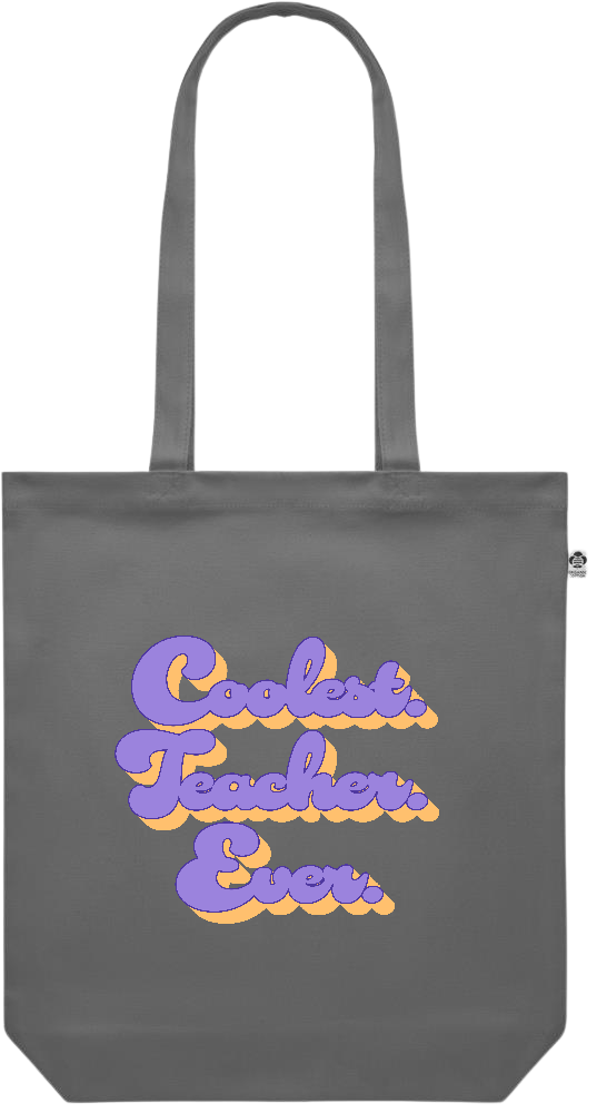 Coolest Teacher Ever Design - Premium colored organic canvas shopping bag_STONE GREY_front