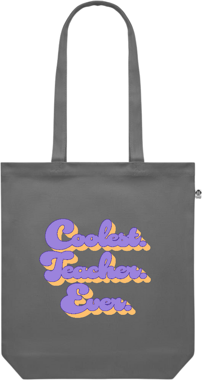 Coolest Teacher Ever Design - Premium colored organic canvas shopping bag_STONE GREY_front