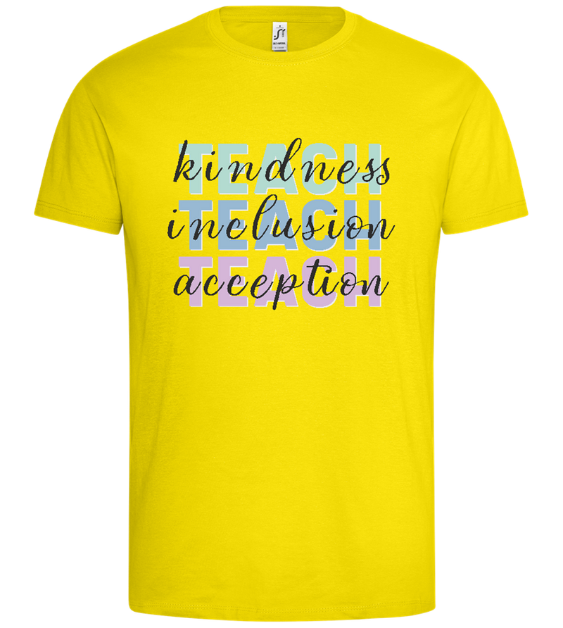 Kindness Inclusion Acception Design - Premium men's t-shirt_YELLOW_front