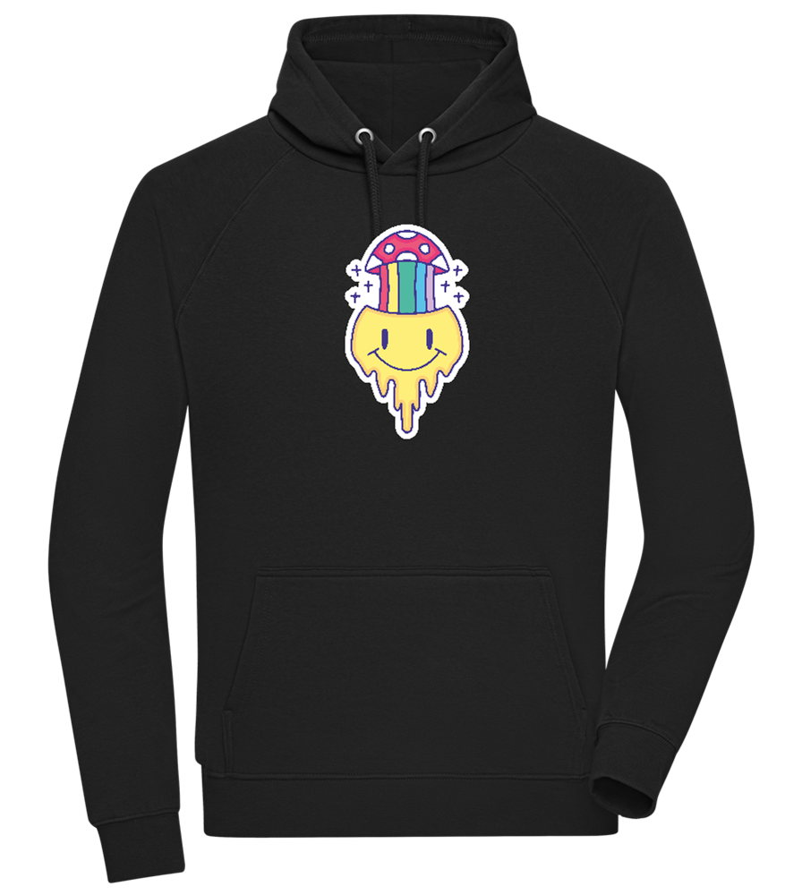 Rainbow Mushroom Smiley Design - Comfort unisex hoodie_BLACK_front