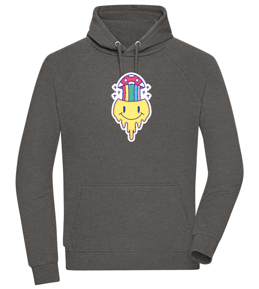 Rainbow Mushroom Smiley Design - Comfort unisex hoodie_CHARCOAL CHIN_front