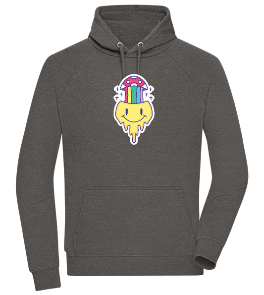 Rainbow Mushroom Smiley Design - Comfort unisex hoodie_CHARCOAL CHIN_front