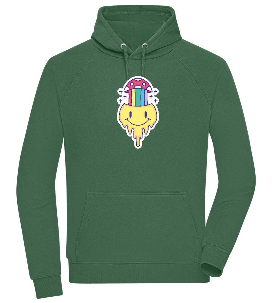 Rainbow Mushroom Smiley Design - Comfort unisex hoodie_GREEN BOTTLE_front