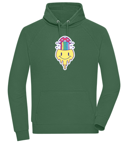 Rainbow Mushroom Smiley Design - Comfort unisex hoodie_GREEN BOTTLE_front