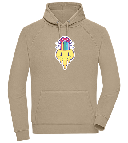 Rainbow Mushroom Smiley Design - Comfort unisex hoodie_KHAKI_front