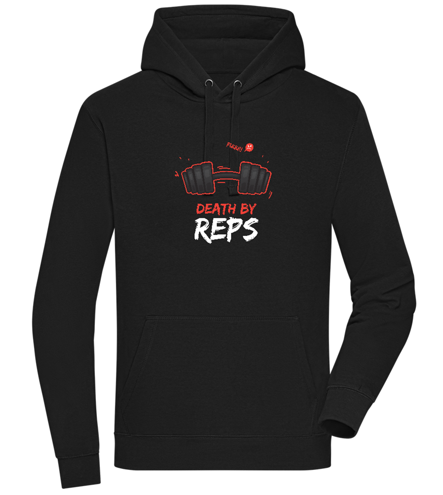 Death By Reps Barbell Design - Premium unisex hoodie_BLACK_front