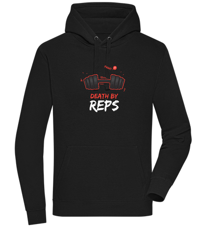 Death By Reps Barbell Design - Premium unisex hoodie_BLACK_front