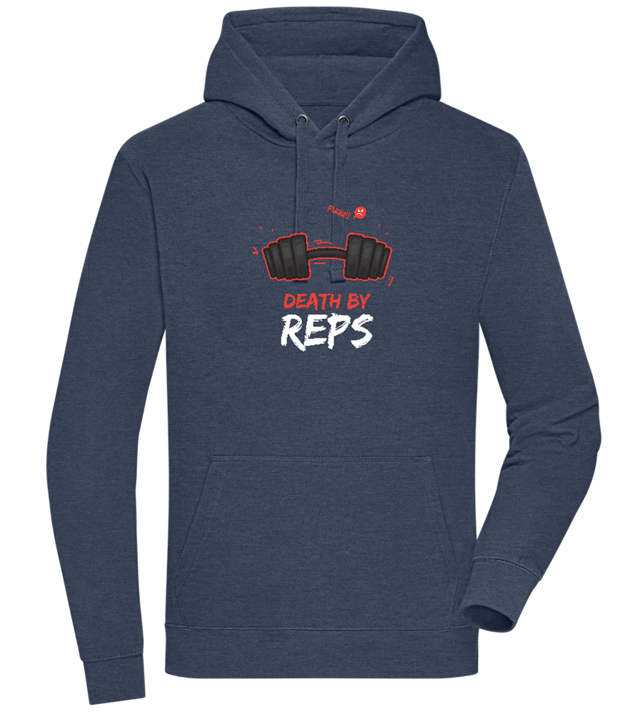 Death By Reps Barbell Design - Premium unisex hoodie_DENIM CHINA_front