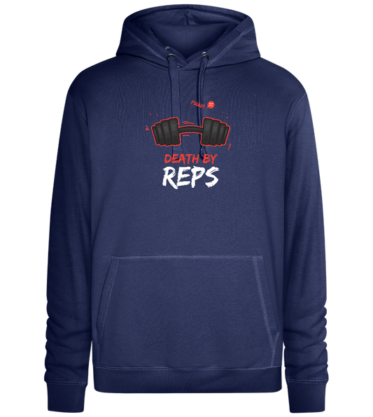 Death By Reps Barbell Design - Premium unisex hoodie_DENIM CHINA_front