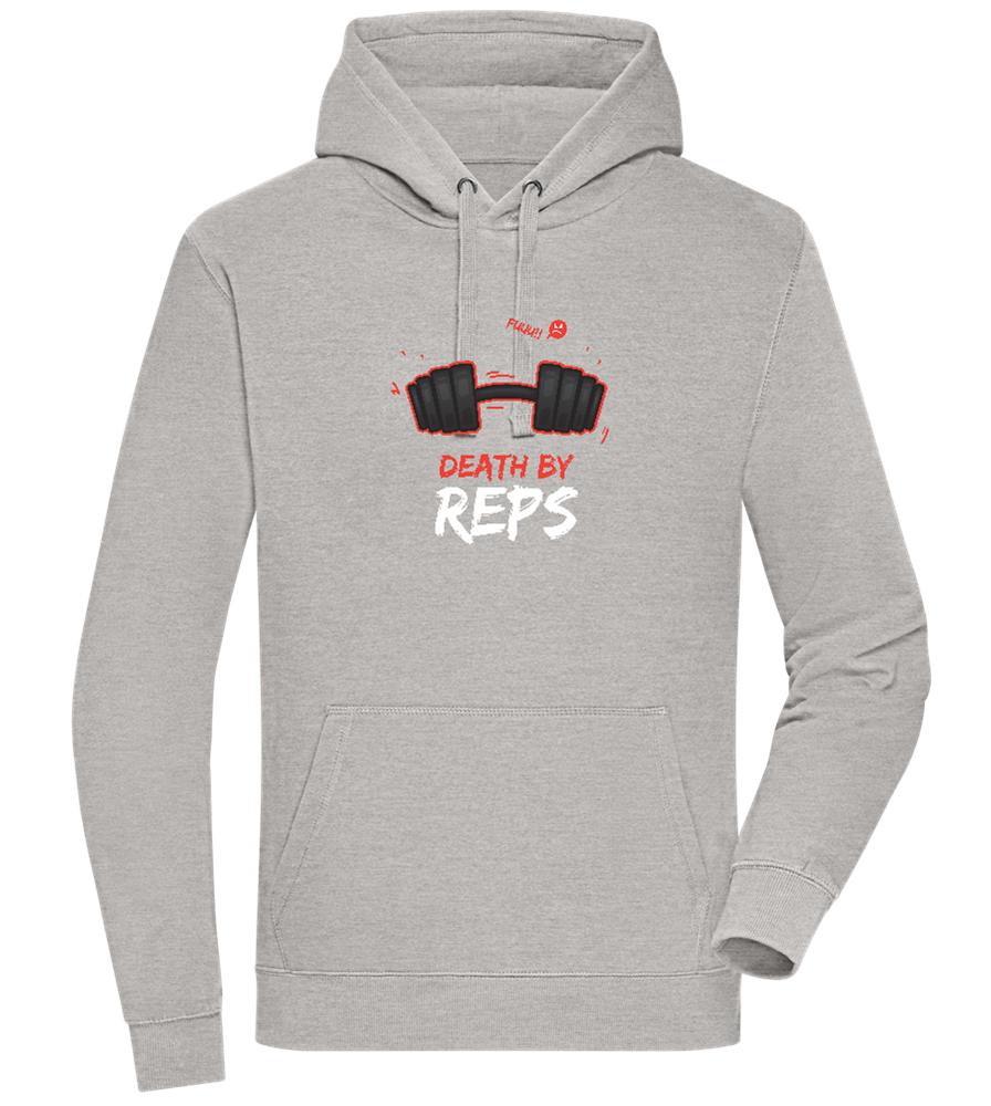 Death By Reps Barbell Design - Premium unisex hoodie_ORION GREY II_front