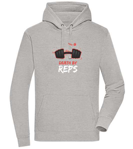 Death By Reps Barbell Design - Premium unisex hoodie_ORION GREY II_front