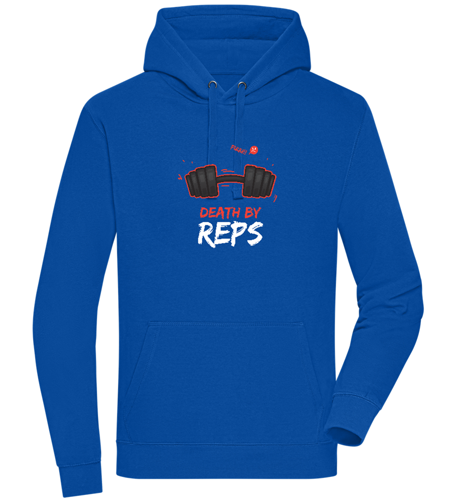 Death By Reps Barbell Design - Premium unisex hoodie_ROYAL_front