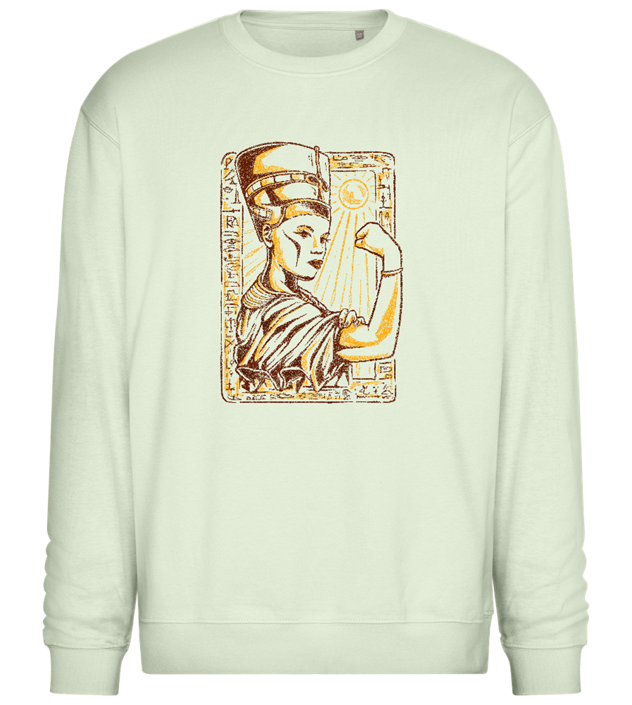 Strong Egyptian Queen Design - Comfort Essential Unisex Sweater_CREAMY GREEN_front