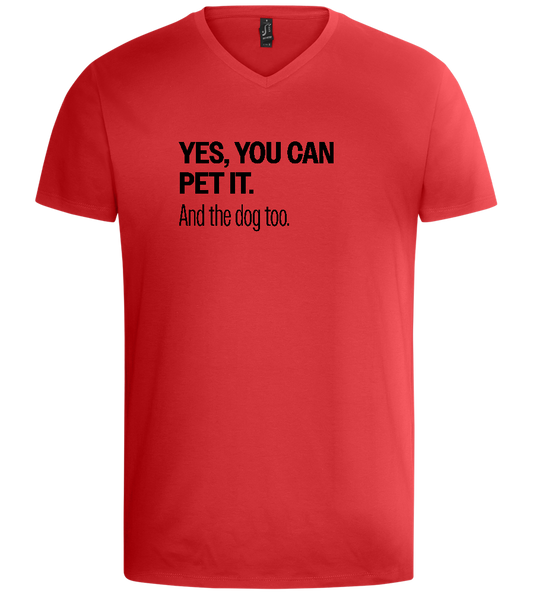 You Can Pet It Design - Basic men's v-neck t-shirt_RED_front