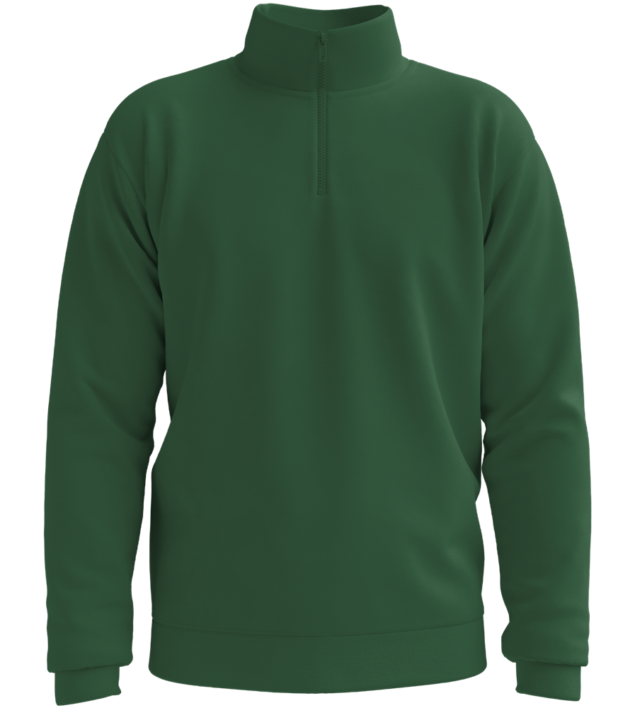 Premium Unisex Zip-Neck Pullover_BOTTLE GREEN_front