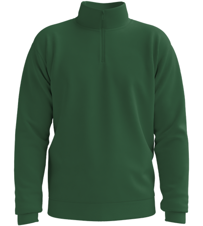 Premium Unisex Zip-Neck Pullover_BOTTLE GREEN_front