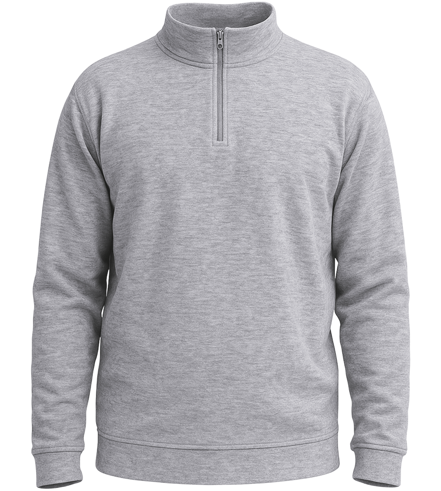 Premium Unisex Zip-Neck Pullover_GREY MELANGE_front
